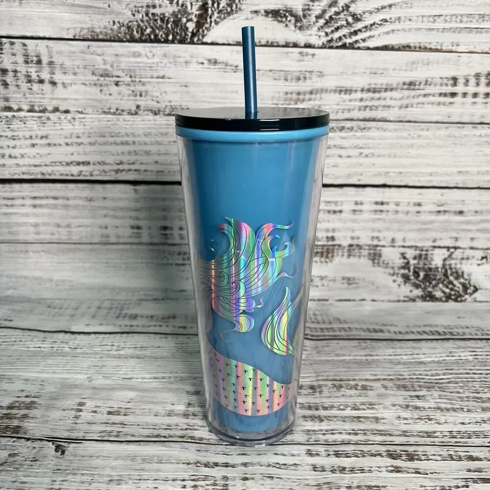 Starbucks Christmas 2021 Blue Mermaid 24oz‎ Siren Tumbler COLOR CHANGING